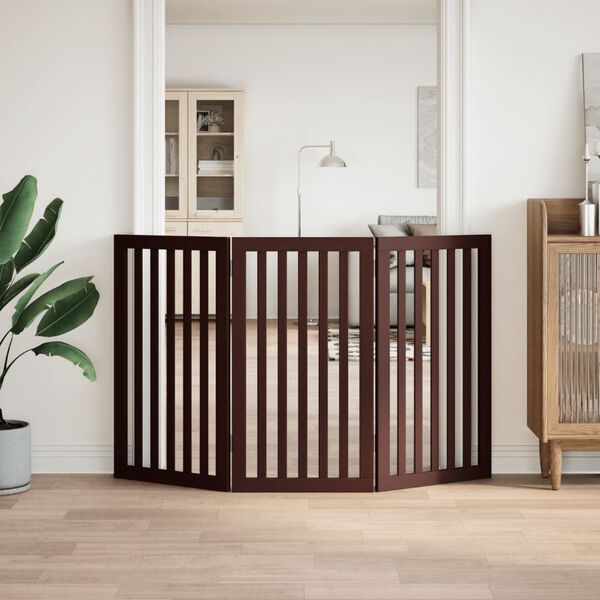 vidaXL Koiraportti kokoontaittuva 3 paneelia ruskea 150 cm poppelipuu