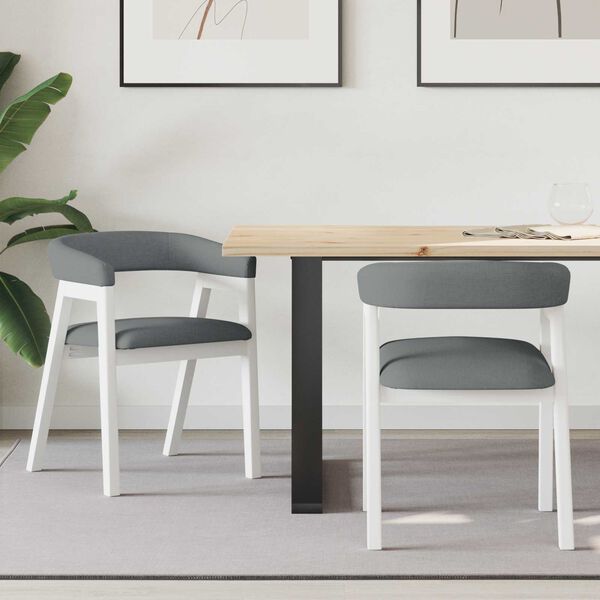 vidaXL Ruokatuolit 2 pcs Valkoinen 54 x 57 x 73 cm Tihe&auml; kumipuinen