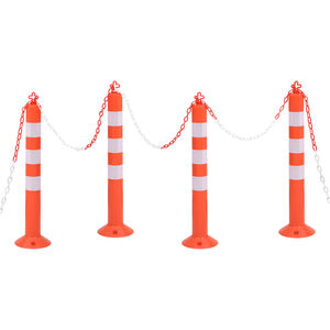 vidaXL Liikenteenohjaustolpat 4 kpl ketjulla 75 cm PE