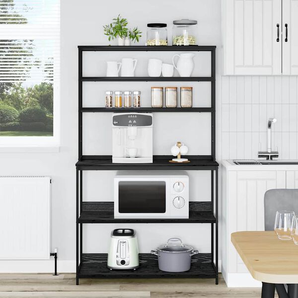 vidaXL Keitti&ouml;hylly Musta tammi. 100 x 40 x 168 cm Tekninen puu