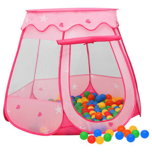 vidaXL Lasten leikkiteltta 250 pallolla pinkki 102x102x82 cm