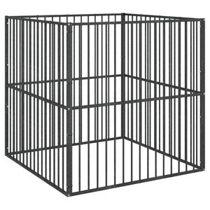 vidaXL Koiranhäkki 4 paneelia musta galvanoitu teräs