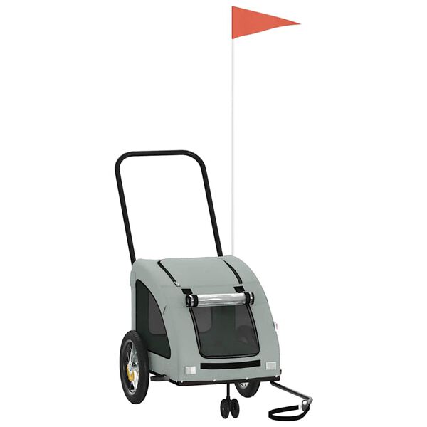 vidaXL Lemmikinkuljetuskärry pyörään harmaa kangas ja rauta