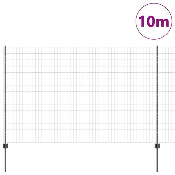 vidaXL Aita ja Tuki Harmaa 1,5 x 10 m Terästä ja PVC:tä