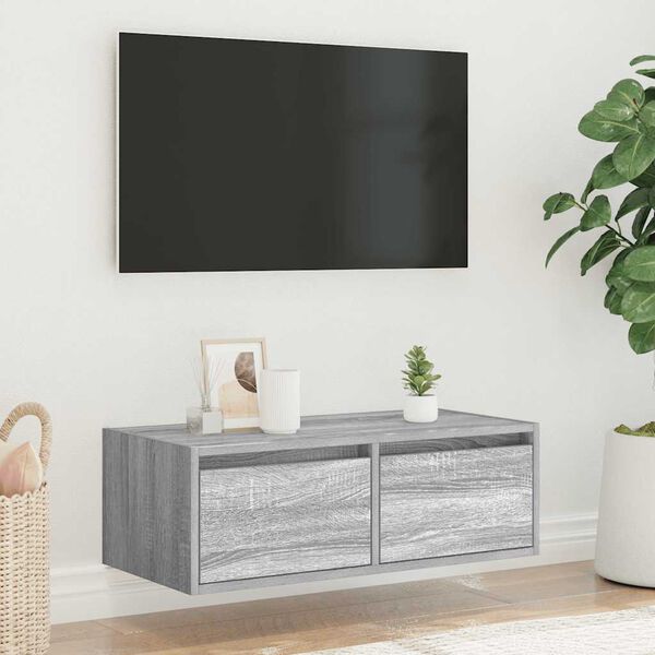 vidaXL TV-kaappi LED-valoilla harmaa sonoma 75x35,5x25 cm