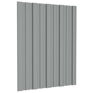 vidaXL Kattopaneeli 12 kpl Harmaa 60 x 45 cm Galvanoitu ter&auml;s