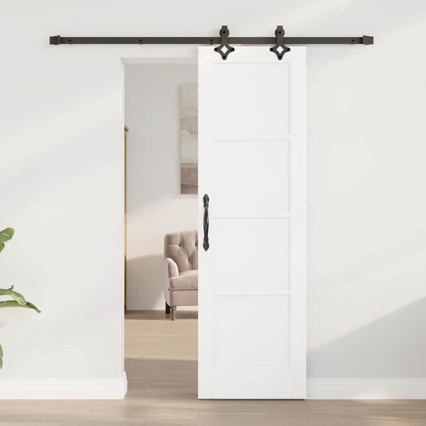 vidaXL Liukuovi Valkoinen ja musta 61 x 198,5 cm Massiivinen m&auml;nty