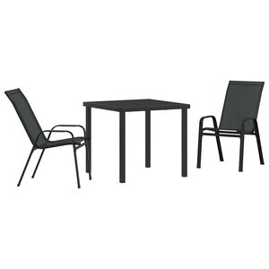 vidaXL Piharuokailu setti 3 pcs Musta Jauhemaalattu ter&auml;s