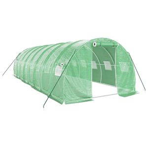 vidaXL Kasvihuone ter&auml;srungolla vihre&auml; 24 m&sup2; 8x3x2 m