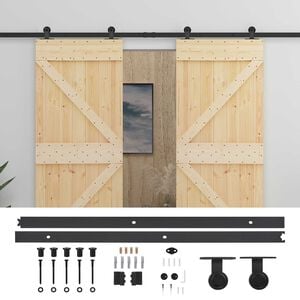 vidaXL Liukuovi 2 kpl 80 x 210 cm T&auml;ysi m&auml;nty Luonnollinen ja musta