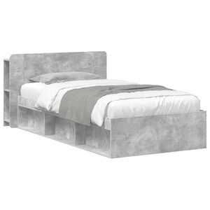 vidaXL S&auml;nkykehys varastolla p&auml;&auml;tyll&auml; Betoninharmaa 2FT6 Small Single
