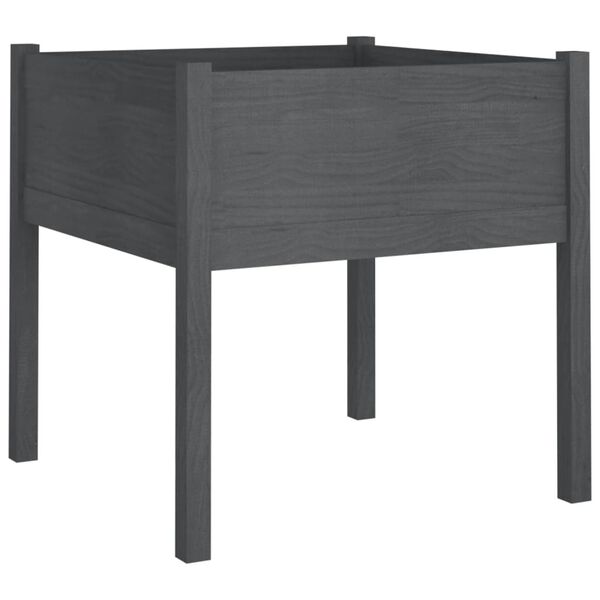 vidaXL Puutarhan kukkalaatikot 2 kpl harmaa 70x70x70 cm täysi mänty