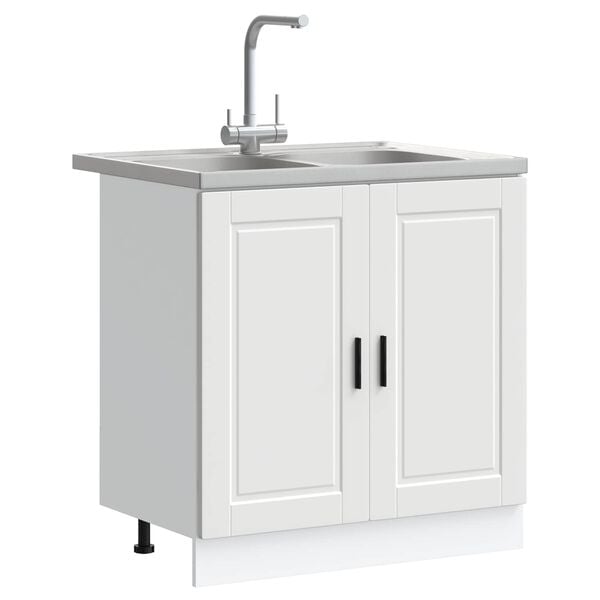 vidaXL Pesuallas-kaappi ovella Porto 2 pcs Valkoinen Tekninen puu