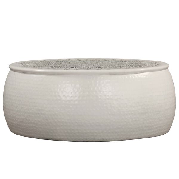 vidaXL Sohvapöytä vasaroitu pinta alumiini 70x30 cm valkoinen