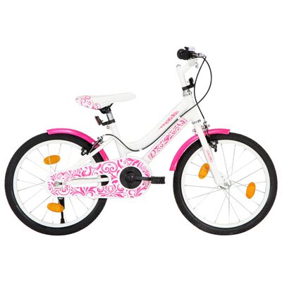 vidaXL Lasten pyörä 18" pinkki ja valkoinen