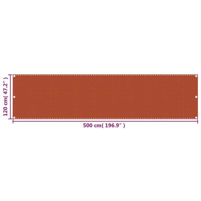 vidaXL Parvekkeen suoja oranssi 120x500 cm HDPE