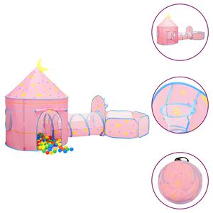 vidaXL Lasten leikkiteltta 250 pallolla pinkki 301x120x182 cm