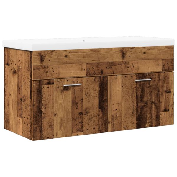 vidaXL Kylpyhuoneen allaskaappi altaalla vanha puu