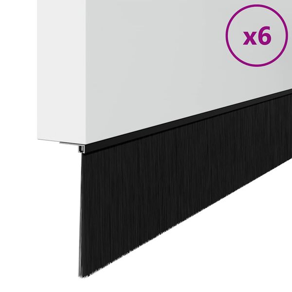 vidaXL Itsekiinnittyv&auml;t oven harjatiivisteet 6 pcs Musta 100 cm