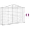 vidaXL Kaarevat kivikorit 3 kpl 200x30x120/140 cm galvanoitu rauta