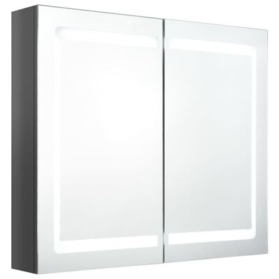vidaXL LED kylpyhuoneen peilikaappi kiiltävä harmaa 80x12x68 cm