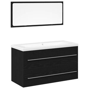 vidaXL Kylpyhuoneen allaskaappi 3 kpl Musta tammi. 90 x 38,5 x 48 cm