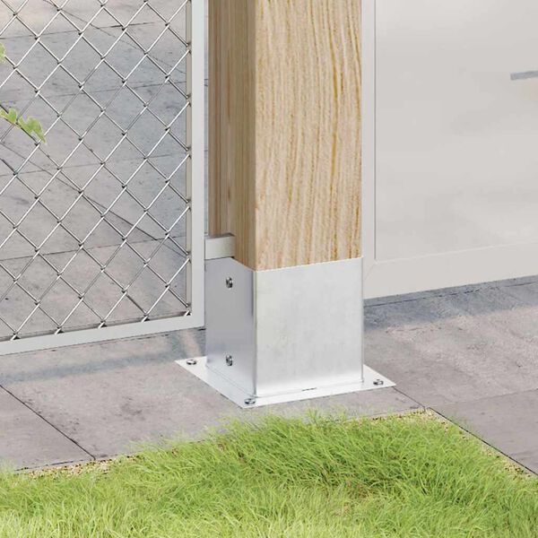 vidaXL Pylväiden jalustat neliö 4 kpl hopea 141x141mm galvanoitu teräs