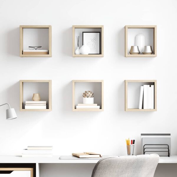 vidaXL Kuutiosein&auml;hyllyt 6 kpl Sonoma-tammi 22x15x22 cm