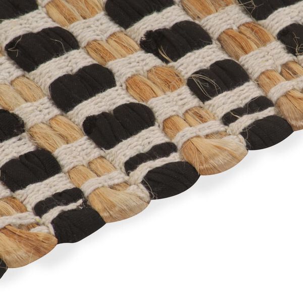 vidaXL K&auml;sinkudottu kylpyhuoneen juuttimattosarja luonnollinen/musta