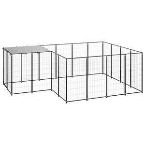 vidaXL Koiranhäkki musta 6,05 m² teräs