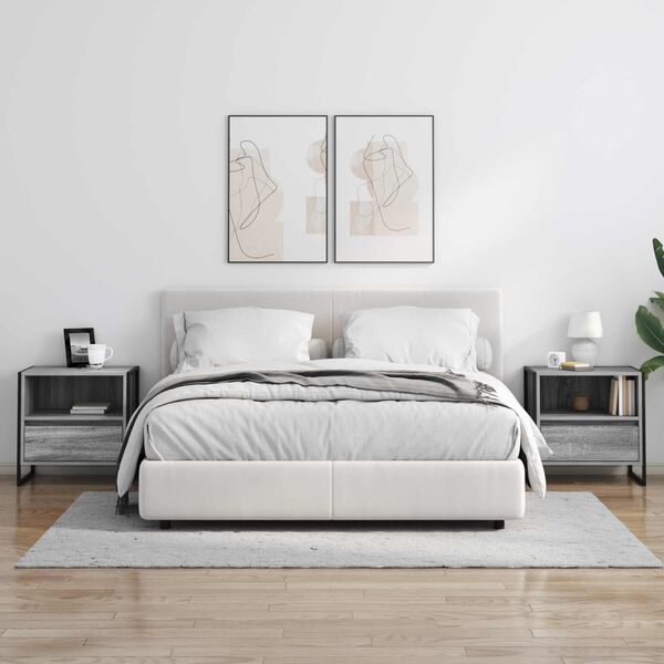 vidaXL Y&ouml;p&ouml;yt&auml; Harmaa Sonoma 50 x 39,5 x 50 cm Tekninen puu