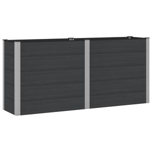 vidaXL Puutarhan Korotettu Kukkalaatikko Musta 200 x 50 x 91 cm