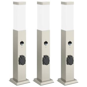 vidaXL Pollarivalaisimet anturilla ja pistorasialla 3 kpl 50 cm ruostumaton ter&auml;s IP44