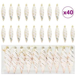 vidaXL Joulun Spiraalimallinen Kuula 40 kpl Samppanja 3 x 11 cm Muovi