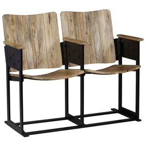 vidaXL 2-istuttava penkki täysi mangopuu ja teräs