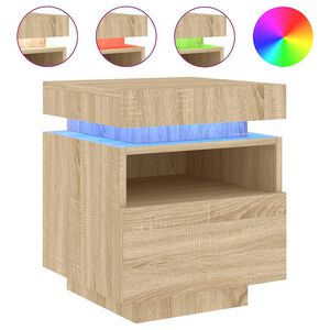 vidaXL Y&ouml;p&ouml;yt&auml; LED-valoilla Sonoma-tammi 40x39x48,5 cm