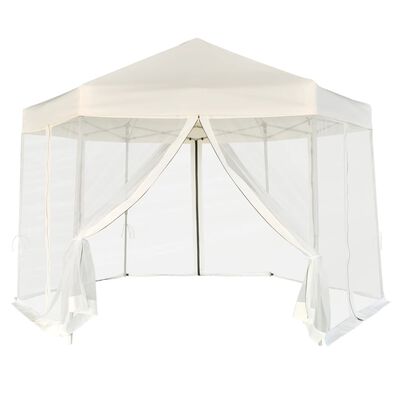 vidaXL Pop-up teltta 6 sivuseinällä kuusikulmainen 3,6x3,1 m kerma