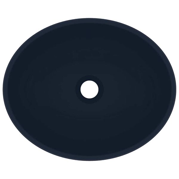 vidaXL Ylellinen pesuallas ovaali matta tummansininen 40x33 cm keraami