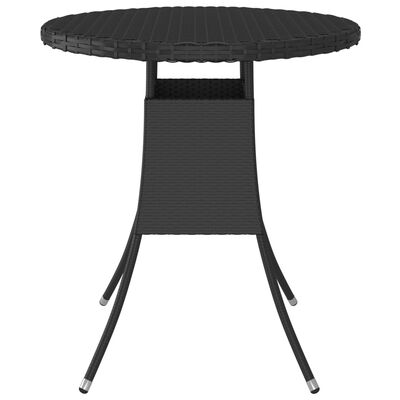 vidaXL Puutarhapöytä musta 70x70x73 cm polyrottinki