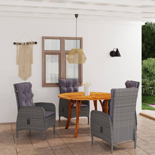 vidaXL 5-osainen Ulkoruokailuryhmä musta