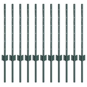 vidaXL Upotettu aitausapaja 11 pcs Vihre&auml; 100 cm Jauhemaalattu Ter&auml;s