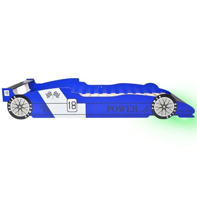 vidaXL Lastensänky LED-valolla kilpa-auto 90x200 cm Sininen