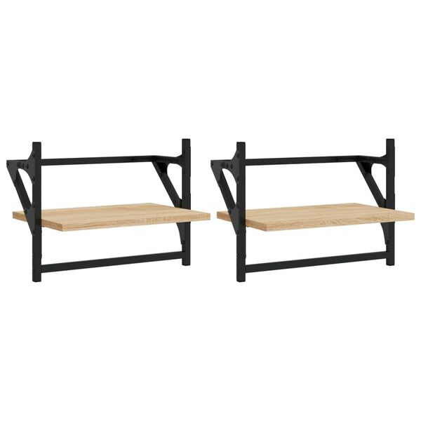 vidaXL Sein&auml;hyllyt tangoilla 2 kpl Sonoma-tammi 40x25x30 cm