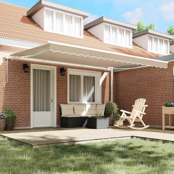 vidaXL Aurinkovarjo Beige 4,5 &times; 3,5 m Polyesteri ja metalli