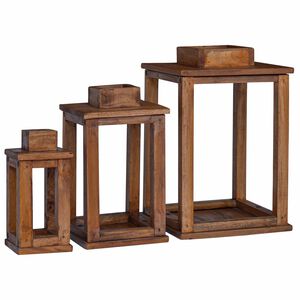 vidaXL Lyhty 3 kpl Luonnollinen 30 x 30 x 44 cm Mahogany-puu