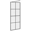 vidaXL Walk-in suihkun seinäke kirkas ESG-lasi 80x195 cm musta
