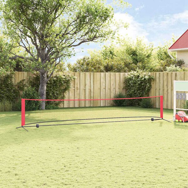 vidaXL Tennisverkko Musta ja punainen 494,5 x 90 x 87 cm Polyesteri