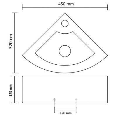 vidaXL Pesuallas ylivuodolla 45x32x12,5 cm keraaminen hopea