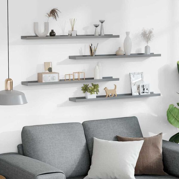 vidaXL Sein&auml;hyllyt 4 kpl harmaa 80x9x3 cm