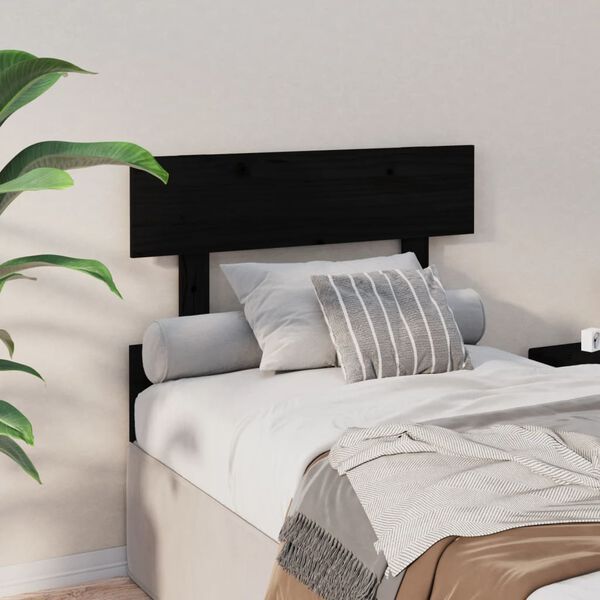 vidaXL Sängynpääty musta 93,5x3x81 cm täysi mänty